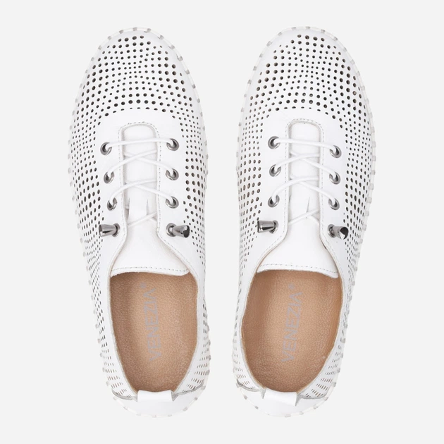 Półbuty damskie skórzane ażurowe Venezia R105LEWHOSP047 40 (7UK) 26 cm Białe (5906140823989) - obraz 5