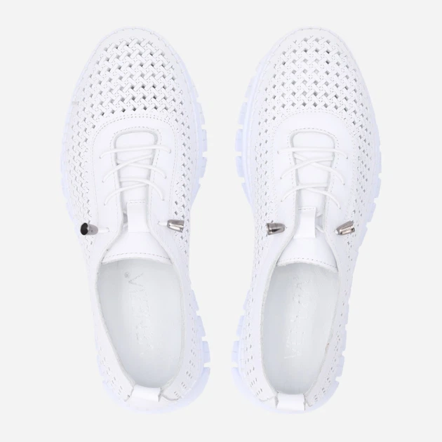 Półbuty damskie skórzane ażurowe sznurowane Venezia R124LEWHOSP047 39 (6UK) 25 cm Białe (5906140824566) - obraz 5