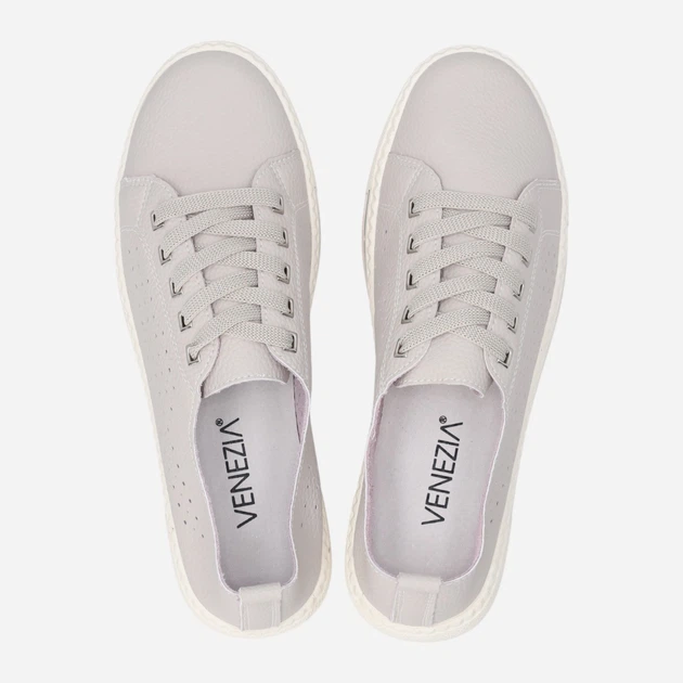 Sneakersy damskie skórzane do kostki Venezia S058LEBEOSP007 41 (8UK) 26.5 cm Szare (5906140642368) - obraz 5