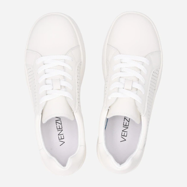 Sneakersy damskie skórzane do kostki na platformie Venezia S064LEWHOSP007 37 (4UK) 24 cm Białe (5906140642740) - obraz 5