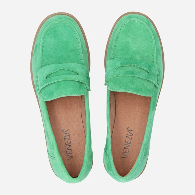 Жіночі лофери зі шкіри Venezia S141SUGROBM007 40 (7UK) 26 см Зелені (5906140646830) - зображення 5