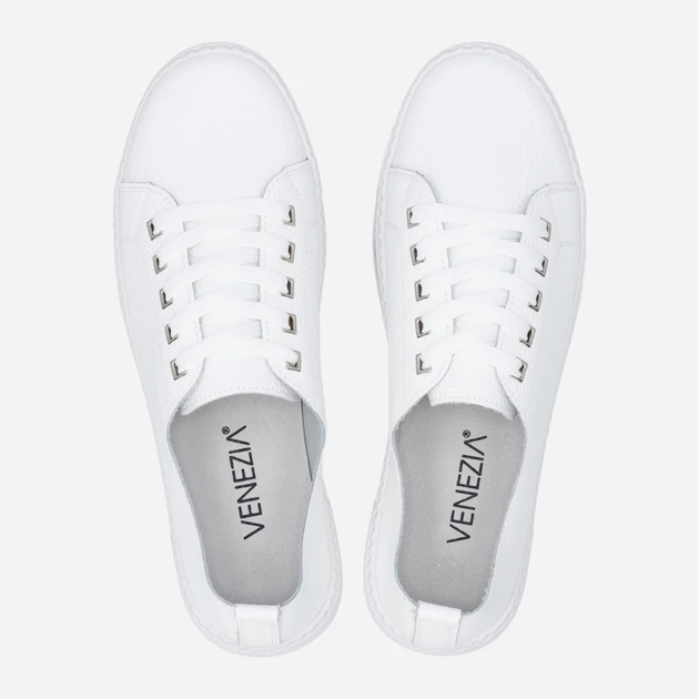 Sneakersy damskie skórzane do kostki Venezia S204LEWHOSP007 36 (3UK) 23.5 cm Białe (5906140647936) - obraz 5