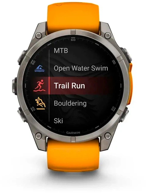 Смарт-часы Garmin fenix 8 47mm AMOLED Sapphire Titanium with a spark Orange and Graphite Silicone Band (010-02904-11) - Фото 6 Смарт-часы Garmin fenix 8 47mm AMOLED Sapphire Titanium with a spark Orange and Graphite Silicone Band (010-02904-11) - изображение 6