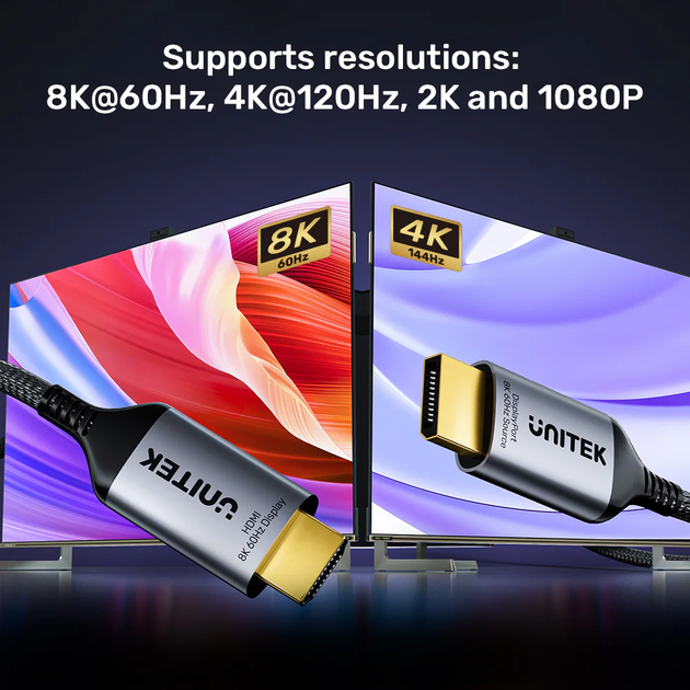 Кабель Unitek DisplayPort 1.4 to HDMI 8K Cable Space Grey (V1610A01) - зображення 5