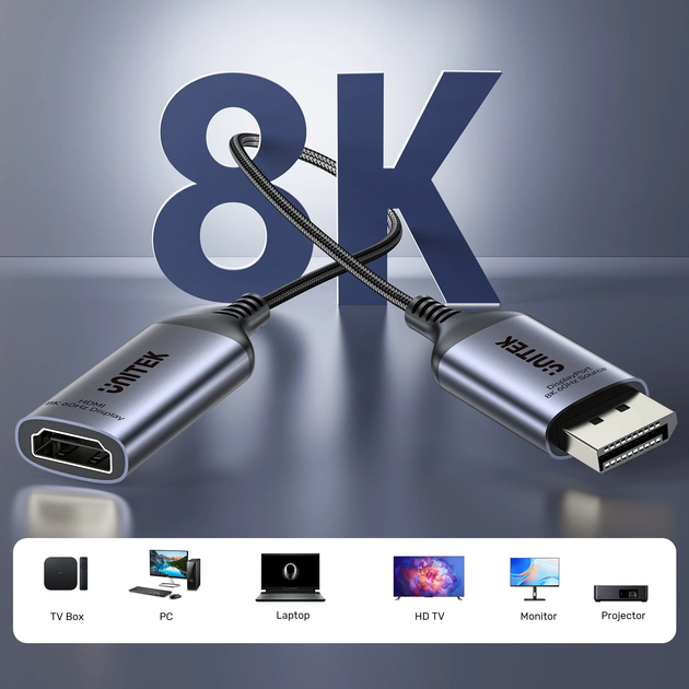 Адаптер Unitek 8K DisplayPort to HDMI Space Grey (V1611A01) - зображення 5