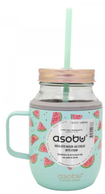 Kubek ze słomką Asobu Moonshine turkusowy 480 ml (842591047787) - obraz 3