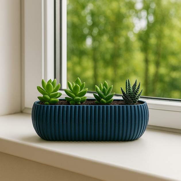 Горшок длинный для кактусов и суккулентов 0.55 л Синий Karasu CORAL лонг KRS-371 - Фото 2 Горшок длинный для кактусов и суккулентов 0.55 л Синий Karasu CORAL лонг KRS-371 - изображение 2