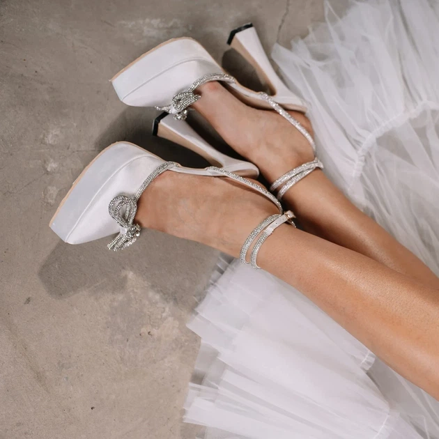 Жіночі туфлі весільні для нареченої на платформі Білий колір 35р. 22,5 см T-0038-35 - зображення 4