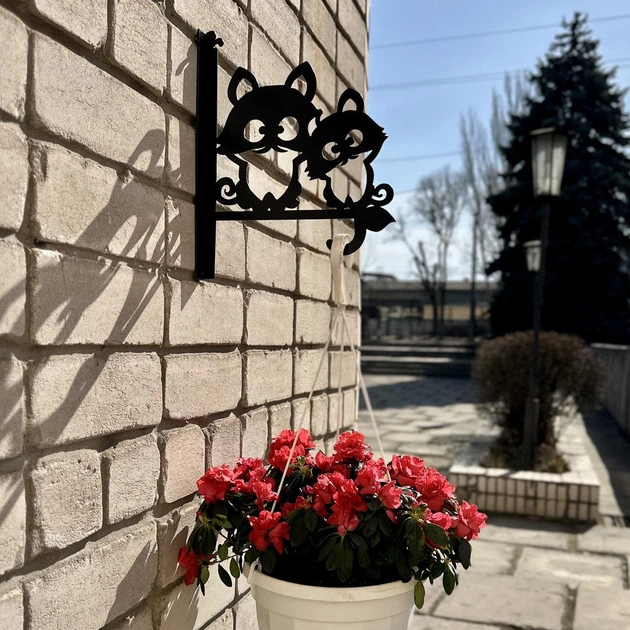 Кронштейн Друзья, маленький, крепление для кашпо с цветами, настенный держатель горшков, метал, чорний - изображение 7