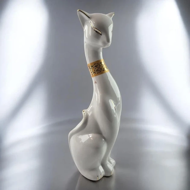 Статуэтка Кошка керамическая белая 27,5х7,5х9 см (36003A) - изображение 8