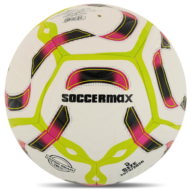 М'яч футбольний №5 PU ламінований гібридне прошиття HYBRID SOCCERMAX FB-4167 (PU, білий) - изображение 3