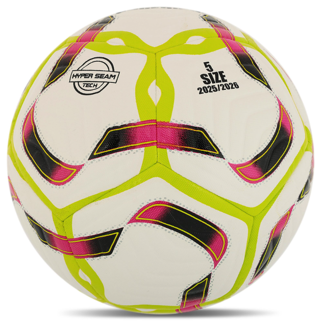 М'яч футбольний №5 PU ламінований гібридне прошиття HYBRID SOCCERMAX FB-4167 (PU, білий) - изображение 4