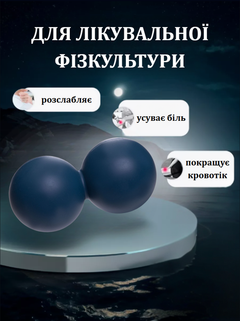М'яч кінезіологічний двойний Duoball (міні валик) SP-Sport FI-1690 (TPR, розмір 12,5x6см, синій) - зображення 2