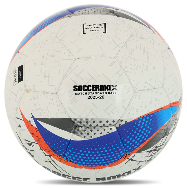 М'яч футбольний професійний ручне прошиття, ламінований №5 PU SOCCERMAX FB-4212 (№5, біло-синій) - изображение 5