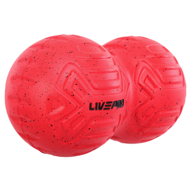 М'яч масажний подвійний для МФР та самомасажу Duoball LivePRO Peanut massage ball LP8509 ø19,4см червоний - зображення 3