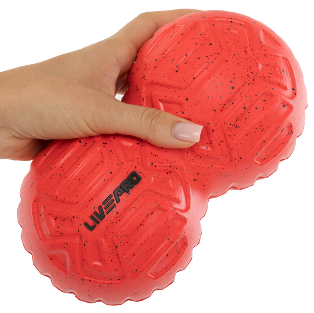 М'яч масажний подвійний для МФР та самомасажу Duoball LivePRO Peanut massage ball LP8509 ø19,4см червоний - зображення 6