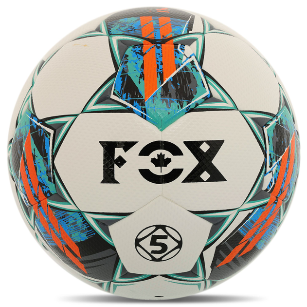 М'яч футбольний №5 PU ламінований клеєний FOX FB-0806 (№5, біло-синьо-помаранчевий) - Фото 3 М'яч футбольний №5 PU ламінований клеєний FOX FB-0806 (№5, біло-синьо-помаранчевий) - изображение 3