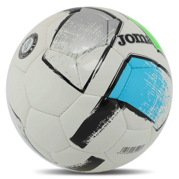 М'яч футбольний №5 ТPU ламінований зшитий вручну Joma DALI II 400649-211-T5 (№5, сіро-зелено-синій) - изображение 4