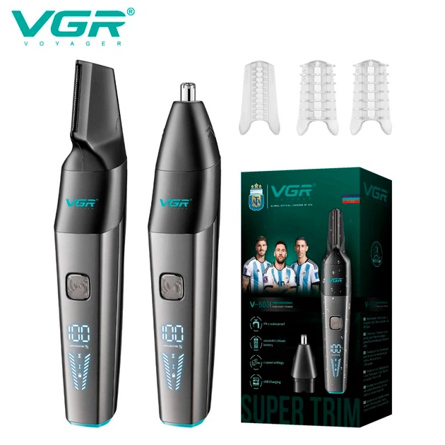 Аккумуляторный триммер для бровей, носа и ушей с USB и LED-дисплеем VGR V-603 Pro Черный - изображение 6