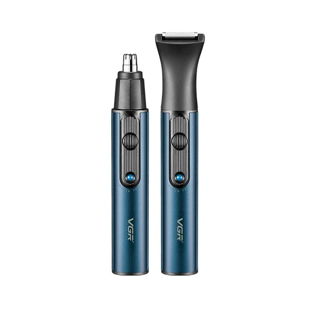 Аккумуляторный триммер для носа та вух 2 в 1 с IPX4 и USB VGR V-626 Pro Синий + Щетка - изображение 6