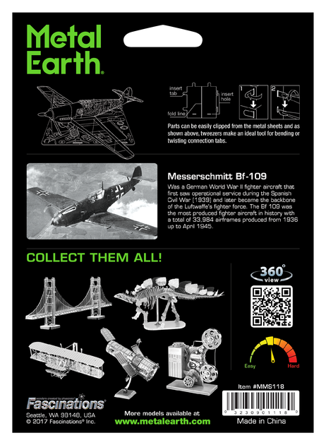 Металлический 3D конструктор "Истребитель Messerschmitt Bf.109" - Фото 8 Металлический 3D конструктор "Истребитель Messerschmitt Bf.109" - изображение 8