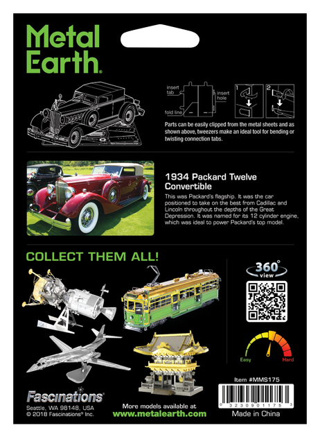 Металлический 3D конструктор Metal Earth "1934 Packard Twelve Convertible" (MMS175) - Фото 7 Металлический 3D конструктор Metal Earth "1934 Packard Twelve Convertible" (MMS175) - изображение 7