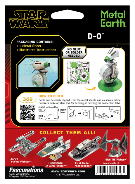 Металлический 3D конструктор "Star Wars - D-O", Metal Earth, MMS419 - Фото 8 Металлический 3D конструктор "Star Wars - D-O", Metal Earth, MMS419 - изображение 8