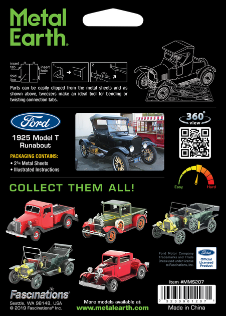 Металлический 3D конструктор "1925 Ford Model T Runabout", Metal Earth, MMS207 - изображение 8
