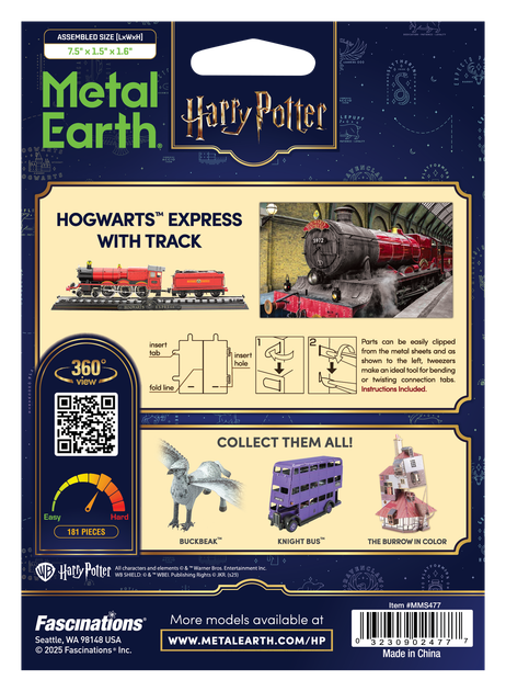 Металлический 3D конструктор Fascinations Metal Earth Хогвартс Экспресс с угольным вагоном Harry Potter (MMS477) - изображение 8