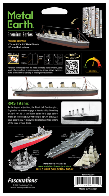 Металлический 3D конструктор "RMS Titanic", Metal Earth, PS2004 - Фото 8 Металлический 3D конструктор "RMS Titanic", Metal Earth, PS2004 - изображение 8