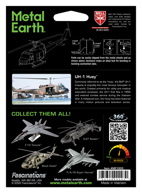Металлический 3D конструктор "Американский вертолёт UH-1" - изображение 8