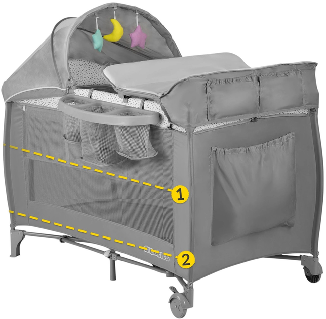 Дорожнє ліжечко Ricokids RK-242 сіре (5903890606268) - зображення 5