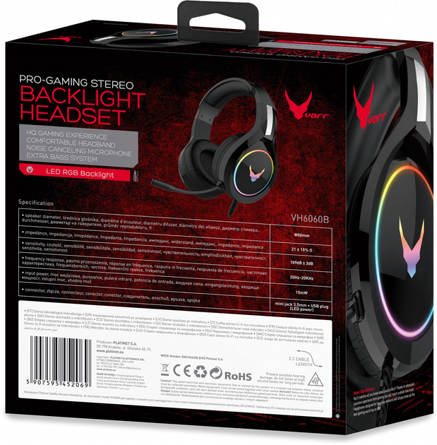 Навушники VARR VH-6060 LED RGB Backlight Black (VH6060B) - зображення 8