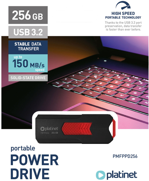 Pendrive Platinet 128GB USB 3.2 150MB/s Black (PMFPPD128) - obraz 3