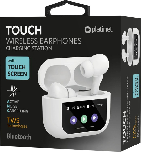 Навушники бездротові Platinet TWS Earphones Touch Display ANC White (PM1005W) - зображення 5