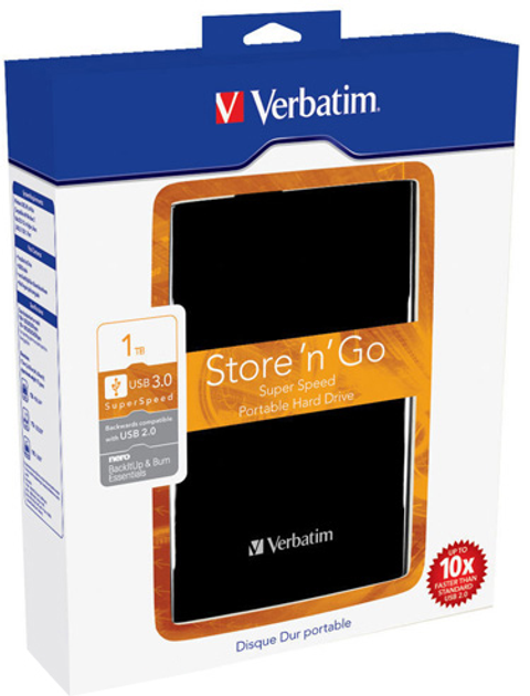 Жесткий диск Verbatim Store n Go 1TB 53023 2.5" USB 3.0 External Blister Black - изображение 4