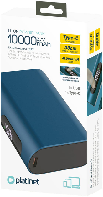 УМБ Platinet 10000 mAh SCP 22.5W Blue (PMPB742BL) - зображення 11