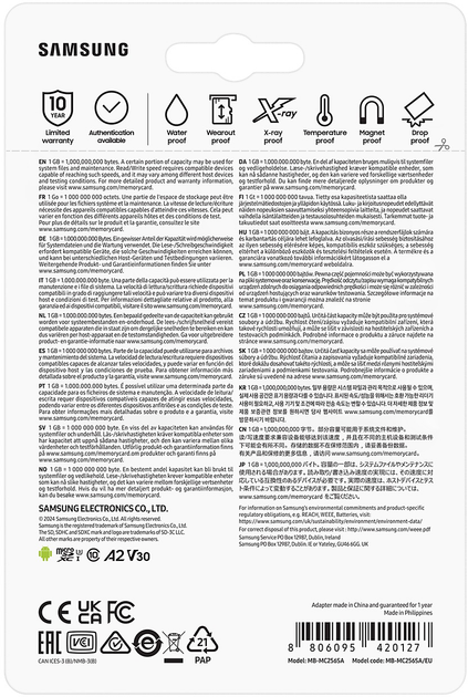 Karta pamięci Samsung EVO Plus 2024 microSDXC 256GB Class 10 UHS-I U3 V30 A2 + adapter SD (MB-MC256SA/EU) - obraz 7