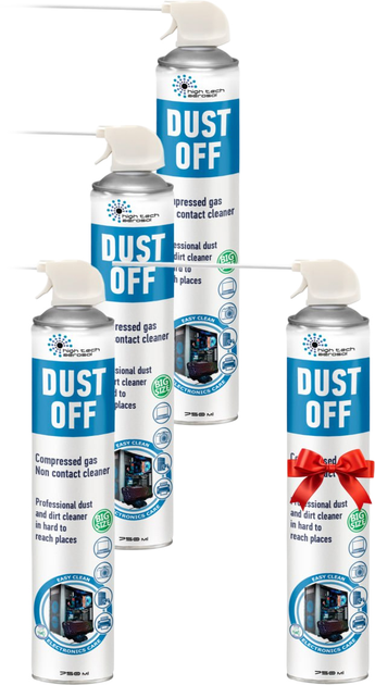Набір безконтактний очищувач стиснене повітря HTA Dust Off 750 мл 3+1 (HTA20103) - зображення 1