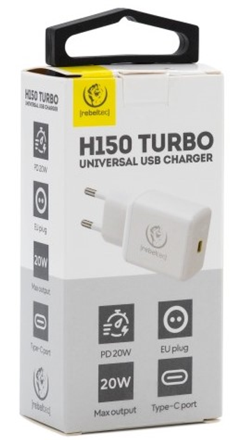 Мережевий зарядний пристрій Rebeltec H150 Turbo PD 20W USB Type-C White (RBLAKT00015) - зображення 4
