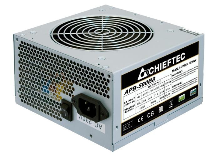 Блок питания CHIEFTEC Value APB-500B8,12cm fan, a/PFC,24+4+4,2xPeripheral,1xFDD,3xSATA,1xPCIe - изображение 1