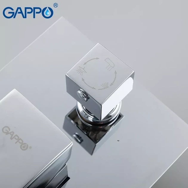 Вбудована душова система GAPPO G7107-20, вилив - перемикач на лійку, 3-функції, хром - изображение 3