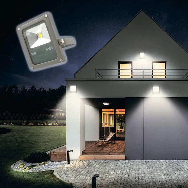 Світлодіодний прожектор Led 10 Вт чорний корпус вуличний ліхтар для зовнішнього освітлення - зображення 10