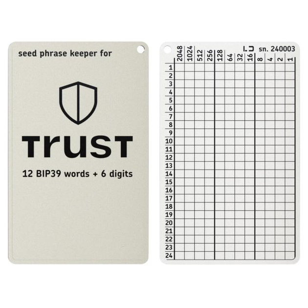 Мнемонический планшет Lapua Dev Seed phrase keeper 24 BIP39 для Trust Wallet (LT24BIP39) - изображение 1