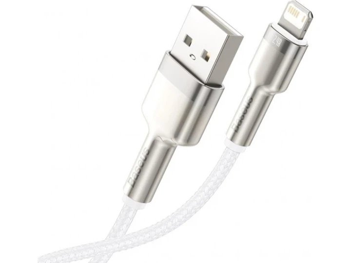 Кабель BASEUS USB Cable to Lightning Cafule Metal 2.4A 1m White (CALJK-A02) - зображення 3