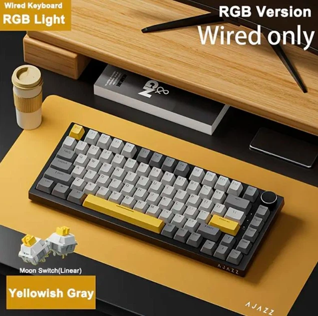 Клавиатура AJAZZ AK820 Black-Yellow Игровая Проводная Механичиская