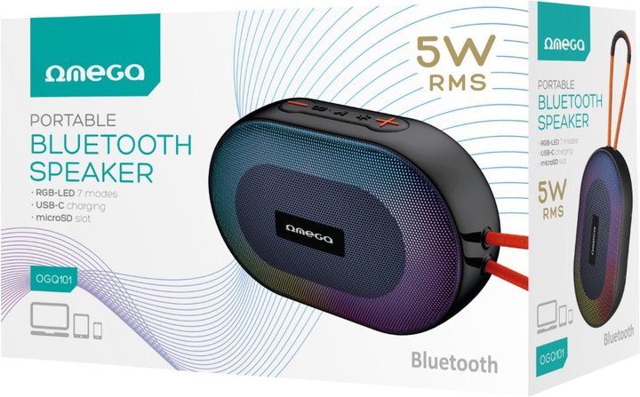 Głośnik przenośny Omega Speaker 5W RMS RGB Elipse Strap (OGQ101) - obraz 4