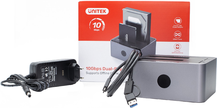 Stacja klonująca Unitek Y-3027GY01-EU do dysków SSD/HDD 2 x SATA 2.5''/3.5'' USB-C 3.2 10Gbps - obraz 12