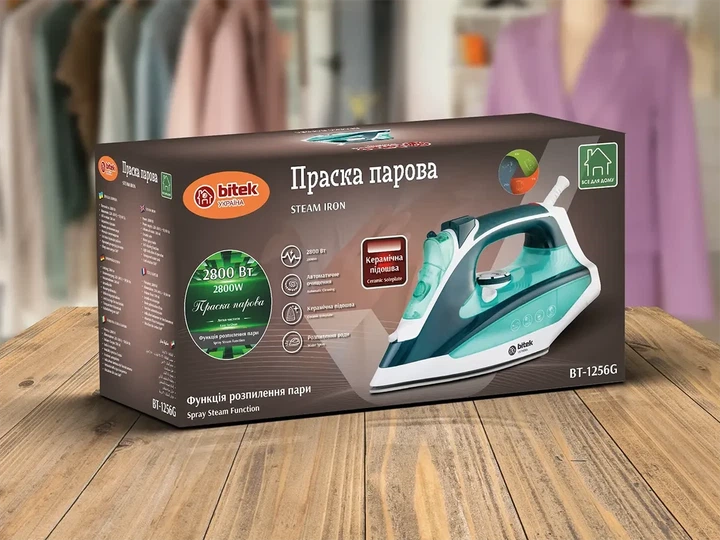 Паровой утюг BiTEK BT-1256G с керамической подошвой 2800Вт вертикальное отпаривание - Фото 1 Паровой утюг BiTEK BT-1256G с керамической подошвой 2800Вт вертикальное отпаривание - изображение 1