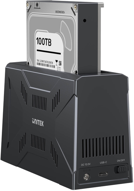 Док-станція Unitek S1234B01-EU для 1x M.2 PCIe NVMe, 1x 2.5”/3.5” SATA SSs/HDD USB-C 10 Gbps - зображення 4